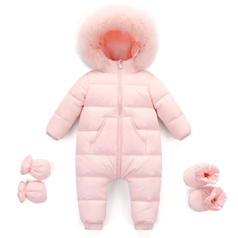 Baby Snowsuit Winter Jumpsuit Newborns Snow Wear Clothes Down Fur Jacket Kids Girls Coats Infant Rompers for Boy Parka Overalls