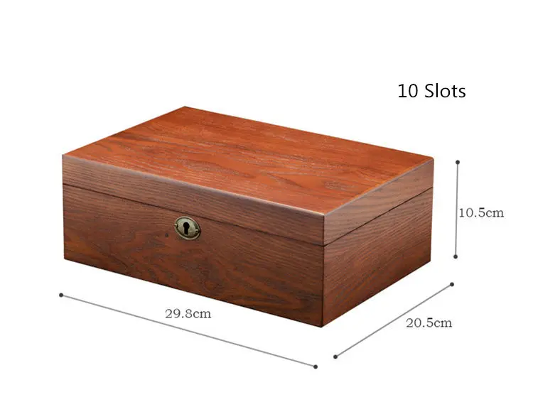 MEI 6 слотов деревянная коробка для хранения часов с замком модные часы дисплей Подарочный чехол с ключом Мужская Механическая коробка для наручных часов W043