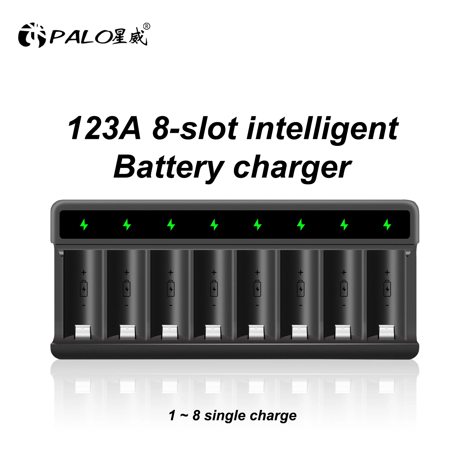 Palo 16350 Cr123 Caricabatterie 8 Slot Caricabatterie Per 3.7V 16340 16350 Cr123 Cr123A Batterie Ricaricabili 100% Originale