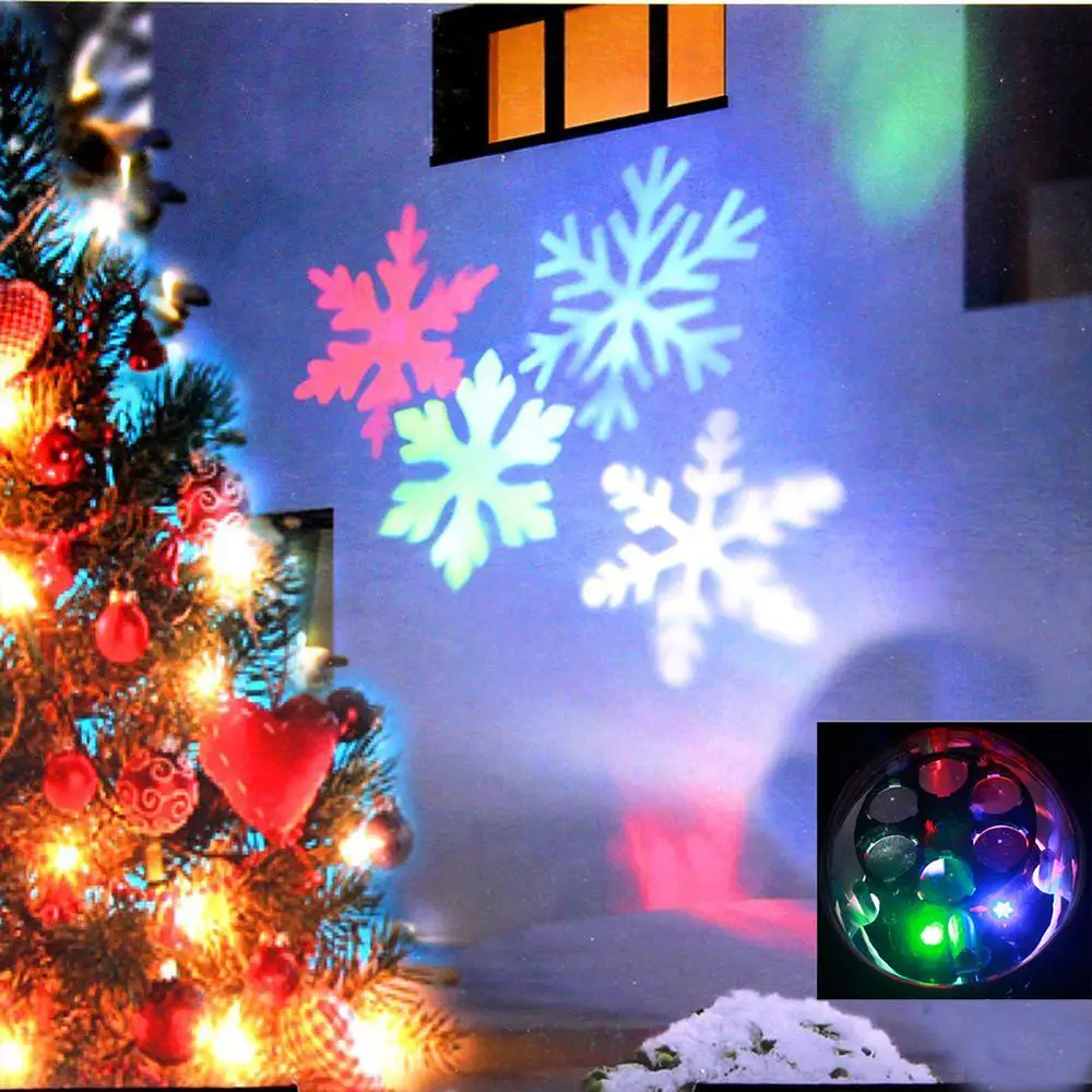 

RGB LED Christmas Snowflake Projector Lamp Spotlight Birthday Party Wedding Xmas New Year Decoration Snowfall Night Light
