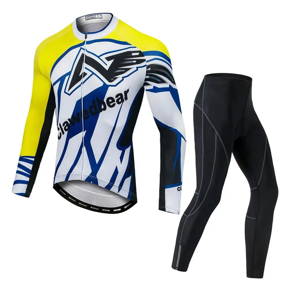 A Long Jersey Set Pro Team Зимняя Теплая Флисовая велосипедная одежда мужская с длинным рукавом Джерси Открытый езда на велосипеде MTB Одежда комбинезон наборы - Цвет: A Long Jersey Set