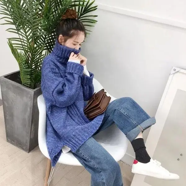 sweaters 4 Весна/осень, женские свитера, компьютерная вязка, свободный свитер, пуловер для женщин, высокая эластичность, одежда с высоким воротом, Свитера для беременных - Цвет: sweaters 4