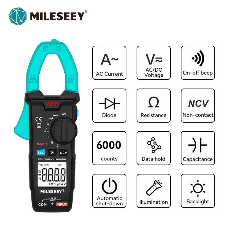 Mileseey NCV Digital Multimeter Auto Ranging AC/DC voltage meter Flash light Back light Large Screen starrett vernier caliper Measurement & Analysis Tools