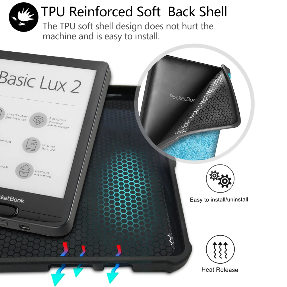 Чехол для электронной книги Pocketbook 616/627/632 Basic Lux 2/touch Lux/touch HD 3|Чехлы планшетов и