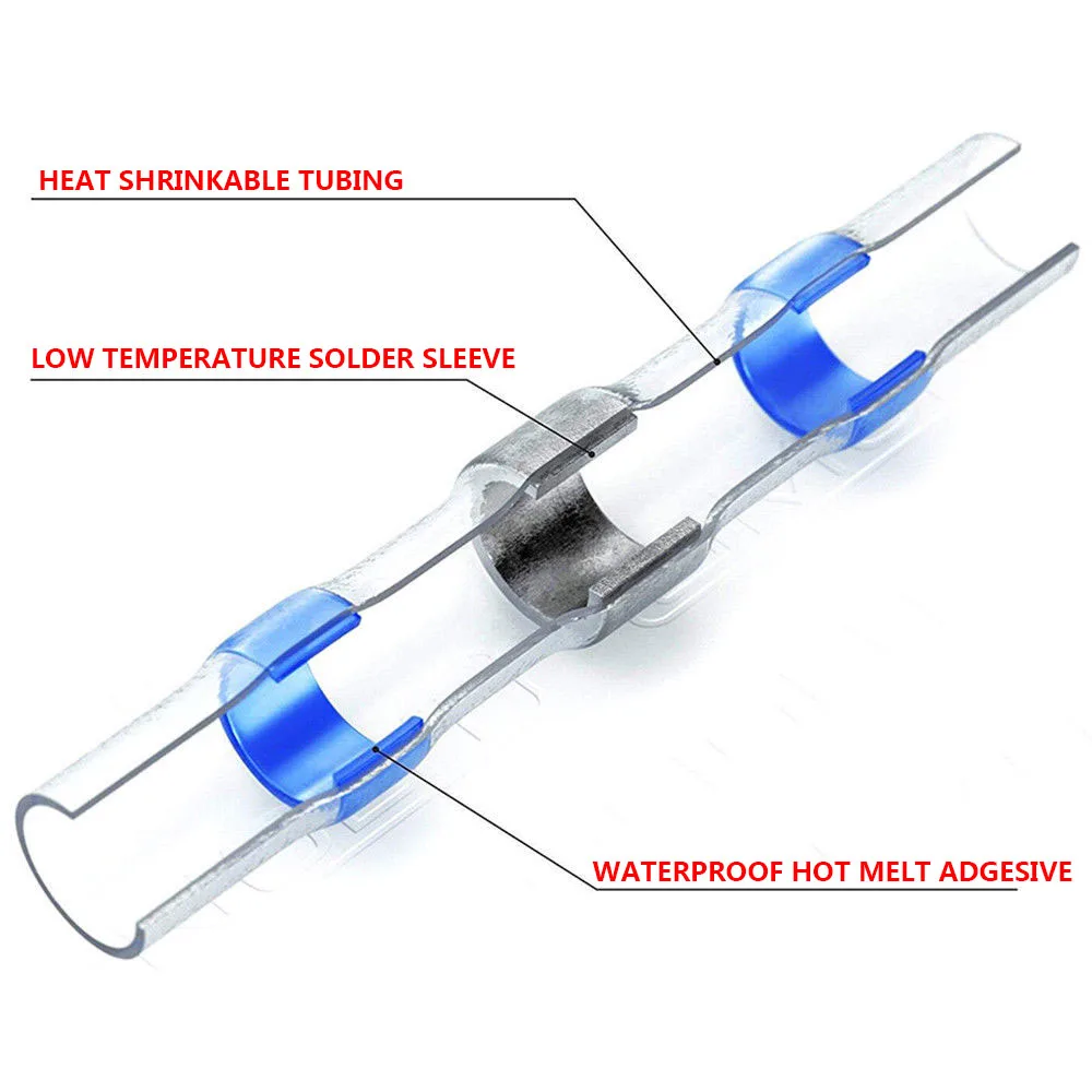 260 шт Смешанные термоусадочные клеммы водонепроницаемый припой Электрический провод изолированный стыковый соединитель провода кабель комплект для обжимания