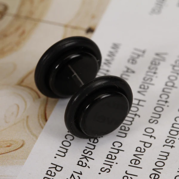 Pack of 2 PCS 18G Ear Studs Plug Artificial Ear Plug Ear Taper Ear Stretcher Fashion Jewelry Black