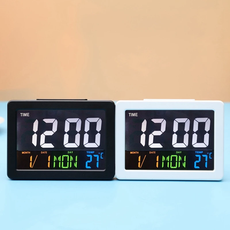 Цифровые светодиодные часы с ЖК-дисплеем, настольные электронные часы с будильником, подарок, многофункциональные часы с календарем, часы с температурным режимом для дома, черные