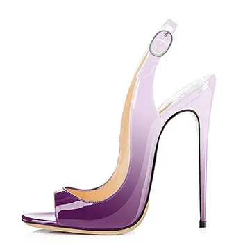 

YECHNE Women Peep Toe Sandals Plus Size 33-43 Green Pair High Hooks Sandals Sexy Lacquer Summer Blue Pumps