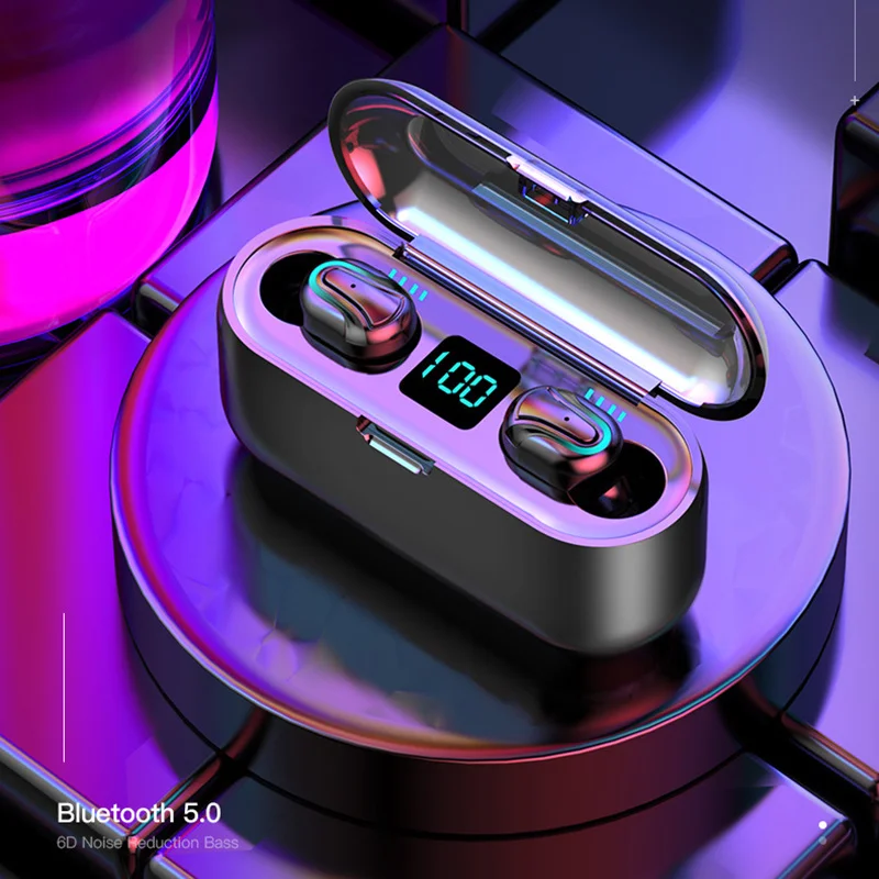 Беспроводные наушники Bluetooth гарнитура с зарядным футляром 2000 мАч TWS со