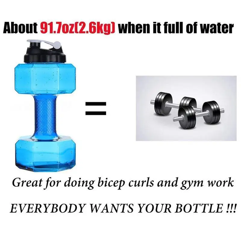 75 унций(2,2 л) бутылка для воды в форме гантели | большая емкость | BPA бесплатно | флип-топ Герметичная крышка |(синий