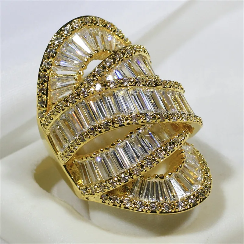 Ohromující 18K zlato kříž diamant prsten 925 mincovní stříbro šperků zásnuby svatební pás kroužky pro ženy svatební večírek příslušenství