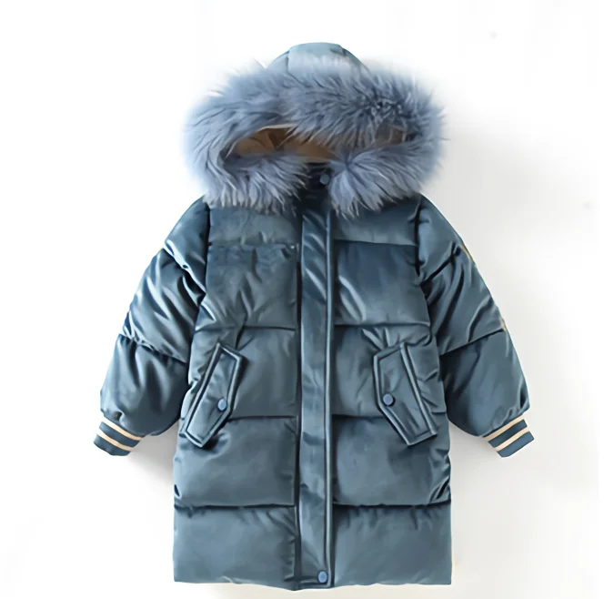 Зимняя куртка с вышивкой для девочек теплое пальто на молнии с капюшоном для девочек, бархатная детская стеганая куртка повседневная детская верхняя одежда для детей от 3 до 10 лет