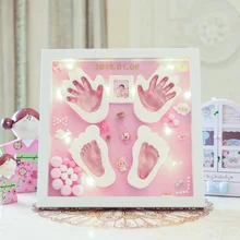 Mão e pé impressão modelagem argila mão pé diy moldura da foto do bebê led luz slime colorido argila lembrança bebê recém-nascido plasticina
