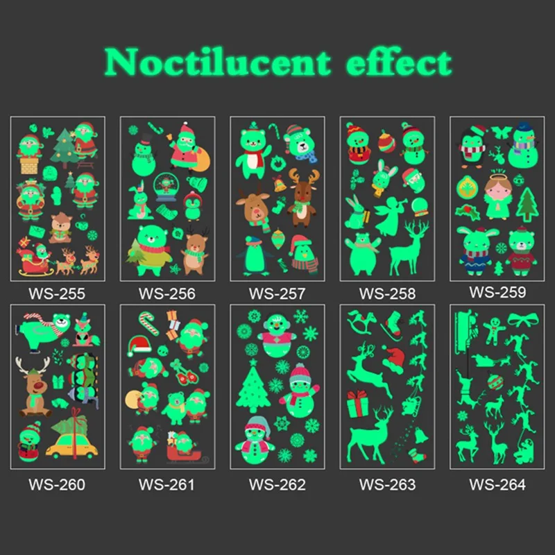 1 лист светящаяся детская Временная тату-наклейка поддельная Рождественская вспышка Водонепроницаемая модная маленькая боди-арт для детей