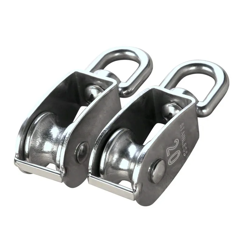 Rope Pulley PATIKIL M25 Single Pulley Blocks - 2 Pack 304 Stainless Steel With Swivel Hook, 150KG Capacity Clothes Line Pulleys