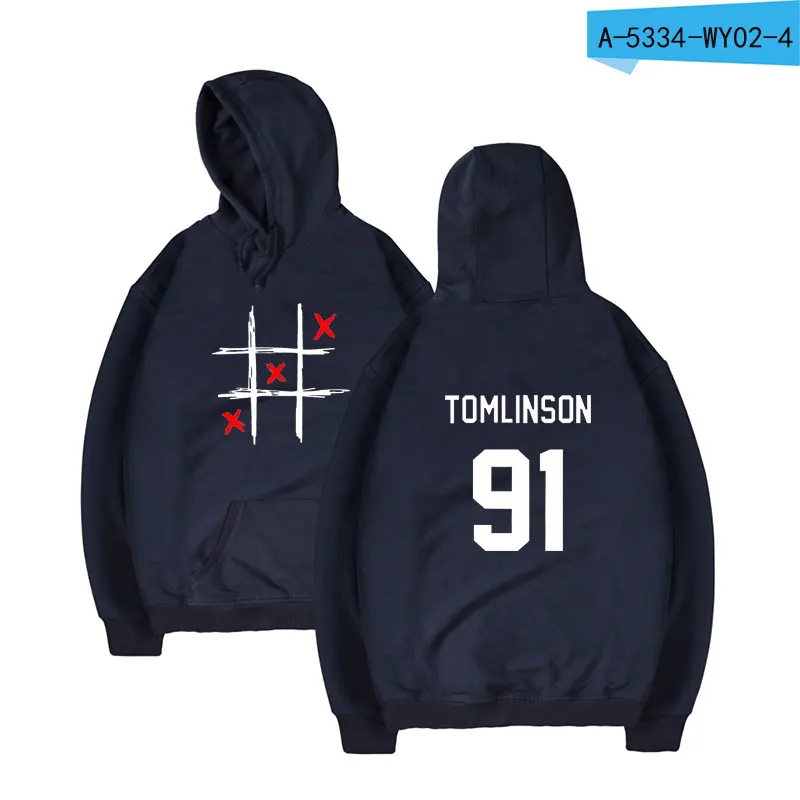 Kpop Harajuku Tomlinson One Direction, толстовки, толстовка, Весенняя женская, для мальчиков и девочек, модные толстовки, толстовка, повседневная одежда - Цвет: Navy Blue