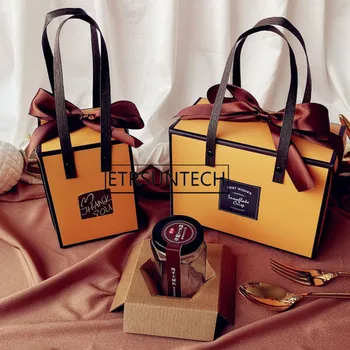 

100pcs Handheld Kraft Paper Box For 180/280/380ml Hexagonal Glass Bottle Jam/Honey/Sauce Gift Box ZC2134