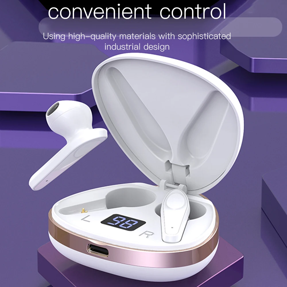 earphones bluetooth wireless Multi-function touch button With microphone IOS battery display Binaural stereo music headphones |
