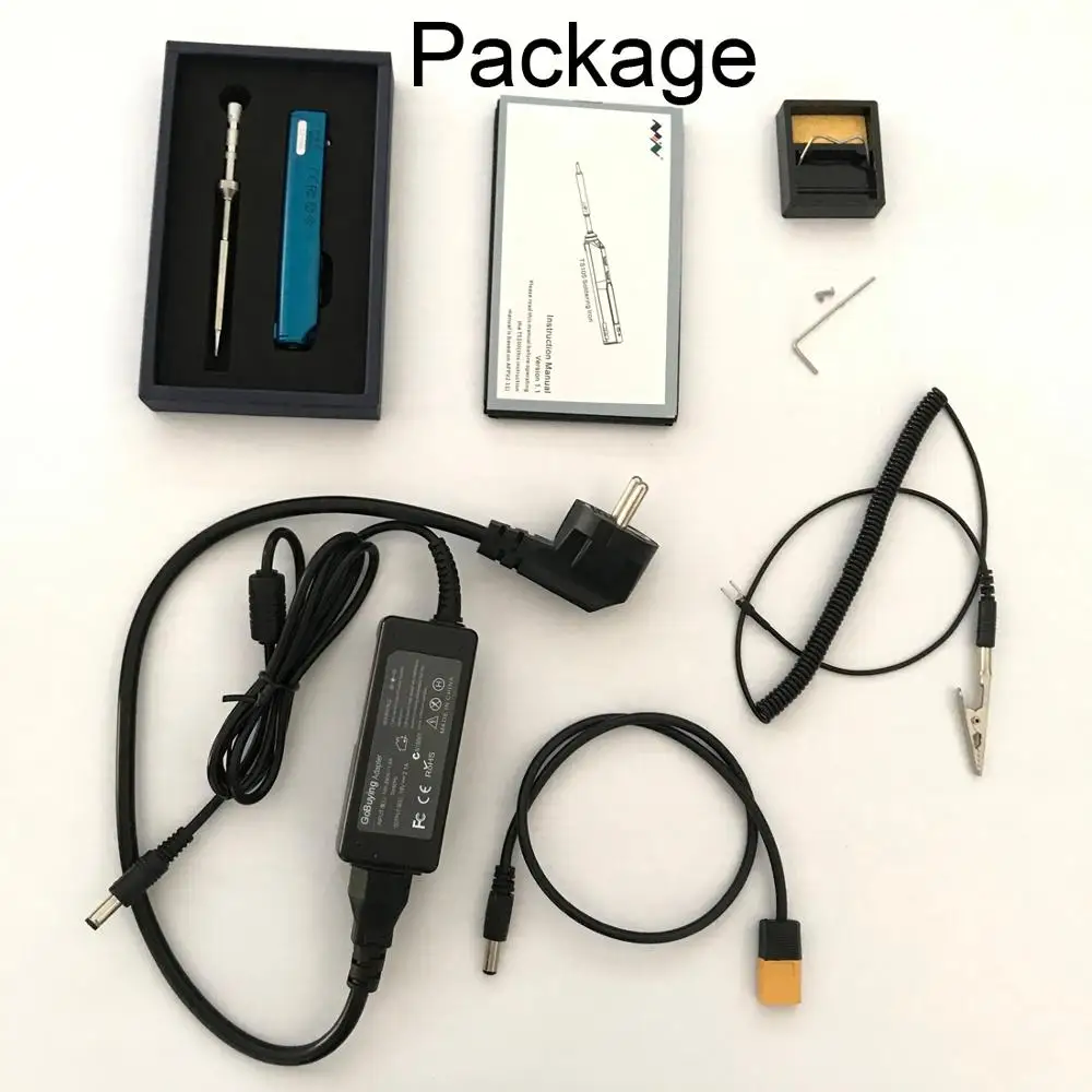 Blue Original Mini TS100 Portable Soldering Iron Station Kit Digital OLED Display Field Repair with B2 Tip& Power Supply