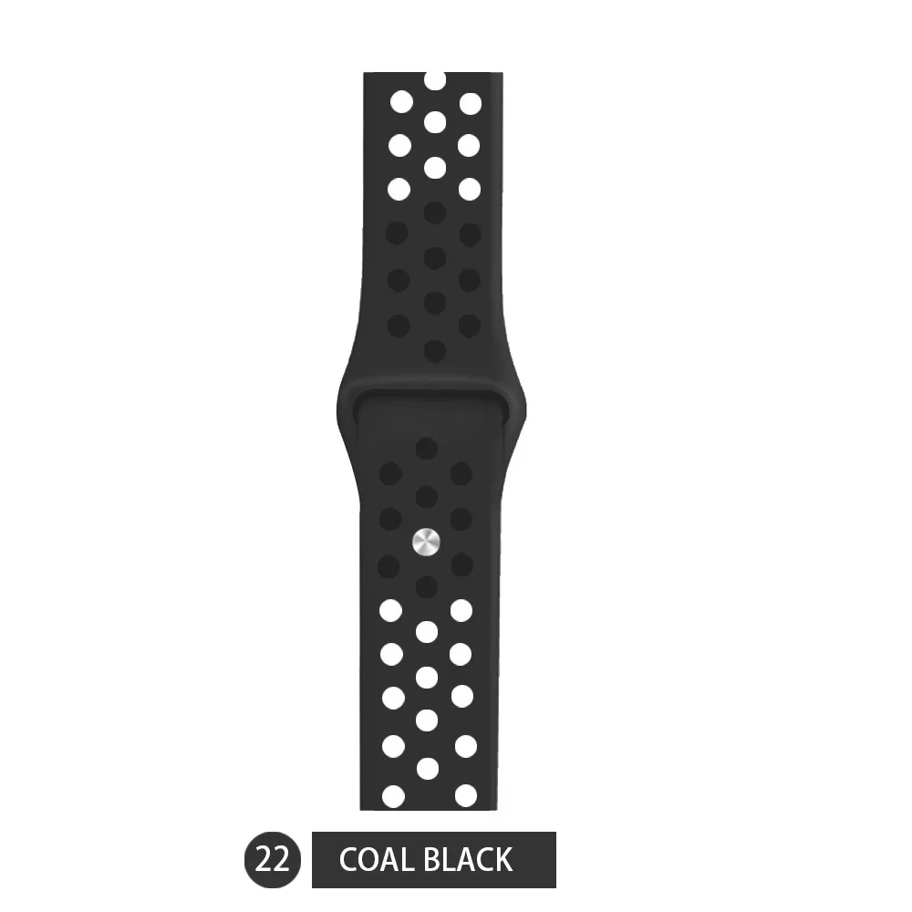 Coal black Дышащий силиконовый спортивный ремешок для Apple Watch 4, 3, 2, 1, 42 мм, 38 мм, резиновый ремешок для браслета Nike iwatch 4, 5, 40, 44 мм - Цвет ремешка: Coal black