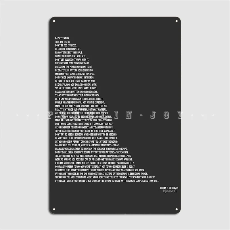 Regole Di Jordan B Peterson No Lobster Metal Sign Club Party Cave Pub Funny Wall Decor Tin Sign Poster