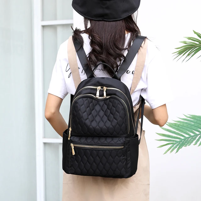 Fashion Diamond Lattice Women Backpack Durable Fabric Nylon Backpack Pretty Style Girls School Backpack Female Travel Backpack 6