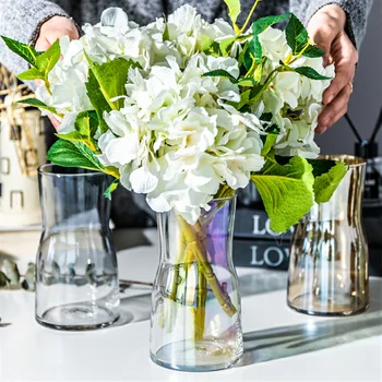 

Nordic Ins Colourful Glass Vase Simple Color Transparent Flower Vase Craft Desktop Decor Home Decoration Wedding Gift