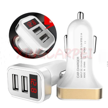 

12V/24V Universal Dual Ports USB Car Cigarette Charger Lighter Digital LED Voltmeter LCD For iPhone Mobile Phone Car-Chargers