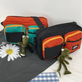 

Contrast Color Bag Nylon Waterproof Bag 2020 New Large Capacity Student Shoulder Bag Female Korean Wild Ins Messenger Bag