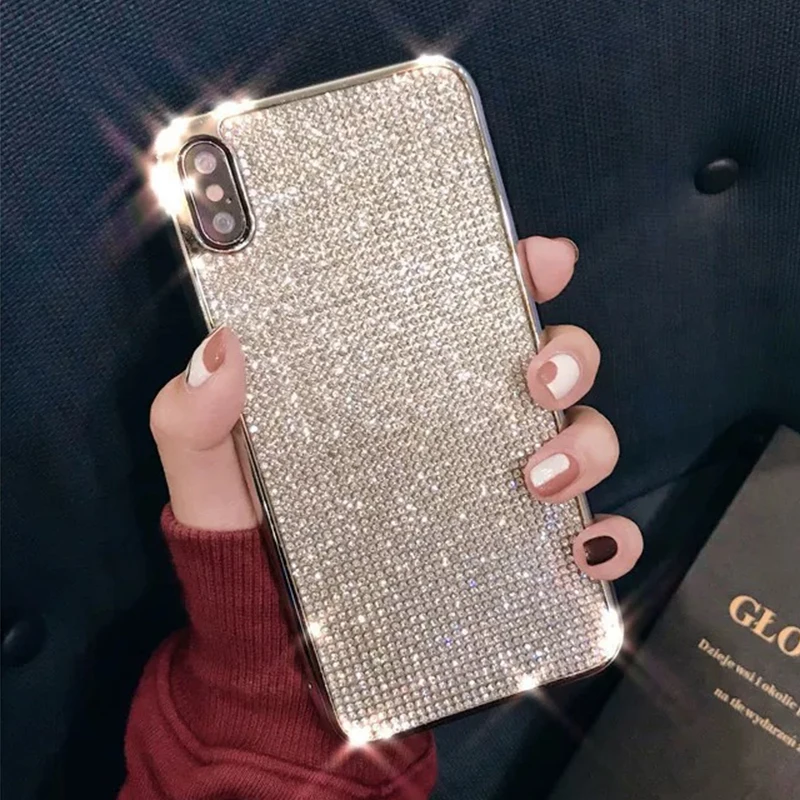 Блестящие стразы шикарные бриллианты чехол для iphone 11 pro XS Max X XR 7 8 Plus 6 6S Мягкий силиконовый сексуальный девчачий протектор задняя крышка