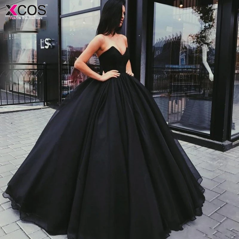 In-Stock-Ready-Ship-2019-Ball-Gown-Evening-Dresses-Long-Sweetheart-Prom-Gowns-Tulle-Black-Women