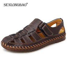 Новинка; летние мужские сандалии; модная Уличная Повседневная обувь; мужские пляжные сандалии дышащие водонепроницаемые туфли; Мужская обувь без застежки; размеры 38-48