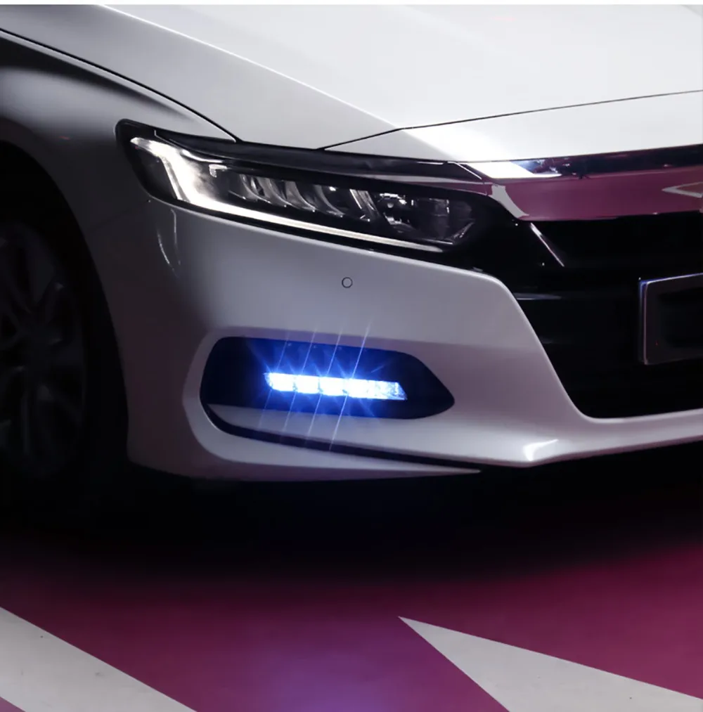 Дневной ходовой светильник с сигнальной лампой поворота+ синий ночной ходовой светильник для автомобиля светодиодный DRL для Honda Accord 10th