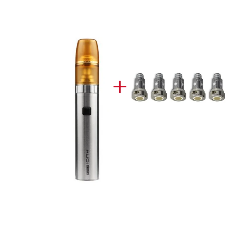 ss kit with coils Горячая сигарета, ручка Kubi, стартовый набор, аккумулятор 1500 мАч, 2 мл, многоразовый, стручок Ом, катушка, электронная сигарета, набор vape VS Hotcig Kubi/Vinci X - Цвет: ss kit with coils