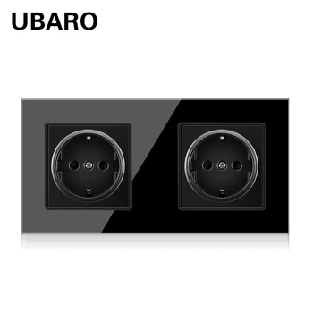 

UBARO 172*86 German 16A Crystal Glass Panel Wall Usb Socket Power Prise Stopcontact Plug Sockets Home Steckdose AC100-250V