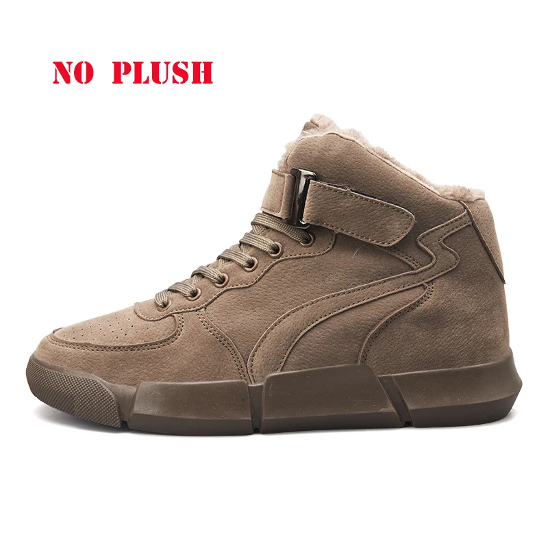 gray Ins/Лидер продаж; мужские ботинки с высоким берцем; chaussure homme; Теплая мужская обувь на меху; кожаные ботильоны; кожаные ботинки из свиной замши; Мужская нескользящая обувь - Цвет: gray
