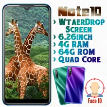 Hinweis 10 Quad Core Telefon 4 GRAMM Andriod Smartphone Gesicht Anerkennung Entsperrt celulars 6.26