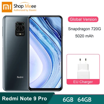 

Xiaomi Redmi Note 9Pro 6GB 64GB Global Version NFC Snapdragon 720G Mobile Phone 6.67" Smartphone Android 5020mAh