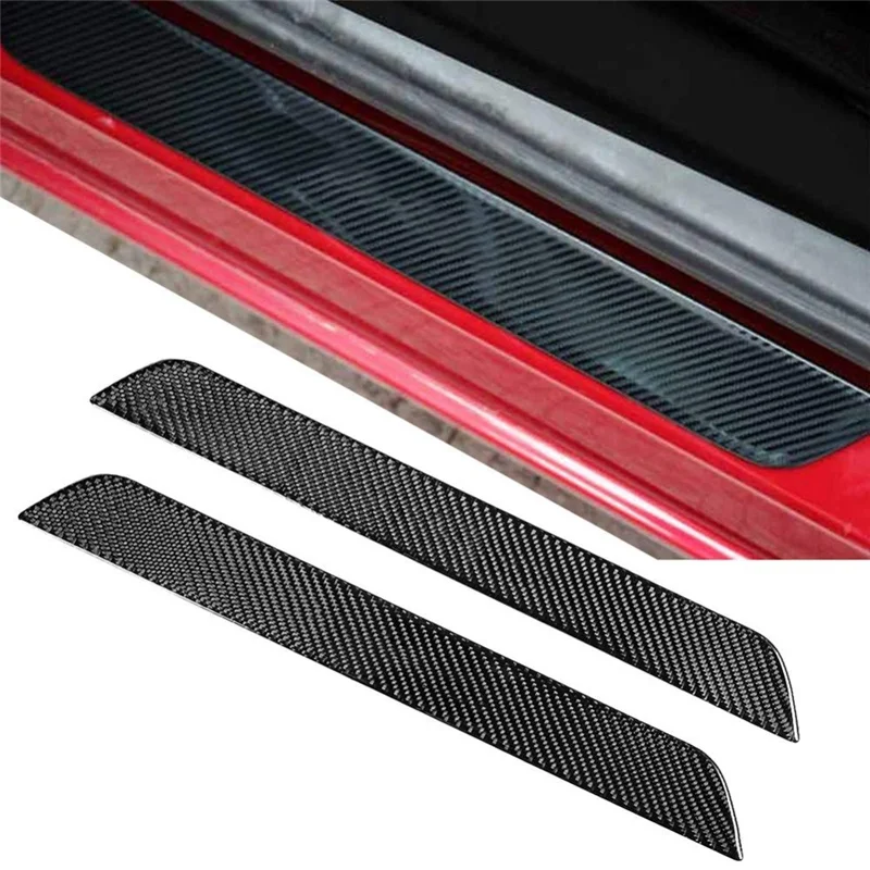 Car Door Sill Scuff Plate Universal Auto Entry Threshold Cover Panel Carbon Fiber Step Protective Decorative Sticker Guard