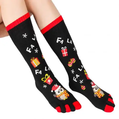 Calcetines de Navidad de hombres y mujeres nuevo otouno e invierno auno nuevo Papa Noel aerbol de Navidad bouho re - Цвет: Черный