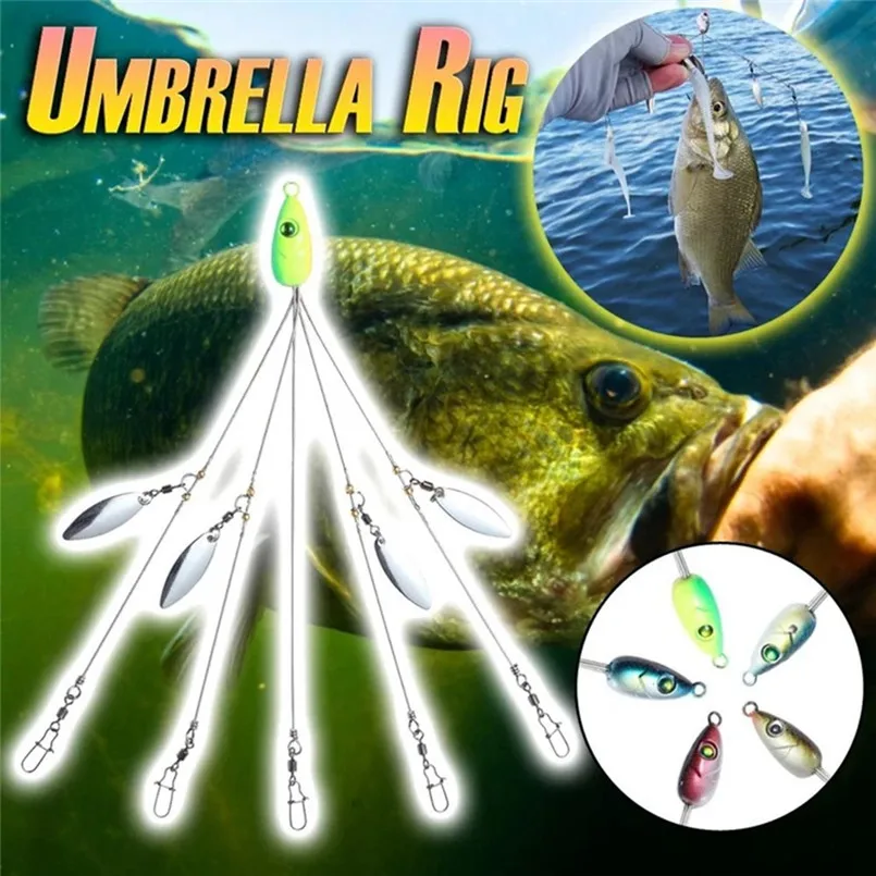Multi-fish hook castable umbrella rig 5 arm Alabama umbrella head fishing boat bait fishing bait and snap rotation 30S16 (12)