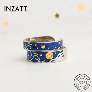 

INZATT Real 925 Sterling Silver Enamel Sun Resizable Ring For Fashion Women Cute Fine Jewelry Minimalist Accessories 2019 Gift