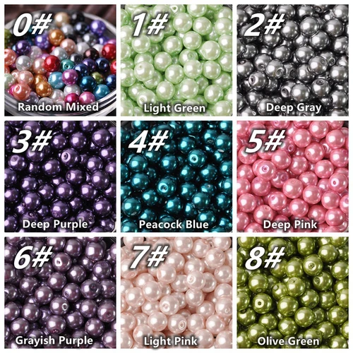 주얼리 제작용 라운드 진주 코팅 유리 느슨한 스페이서 비즈, DIY 공예품, 4mm, 6mm, 8mm, 10mm, 12mm, 14mm, 16mm 로트 색상 3