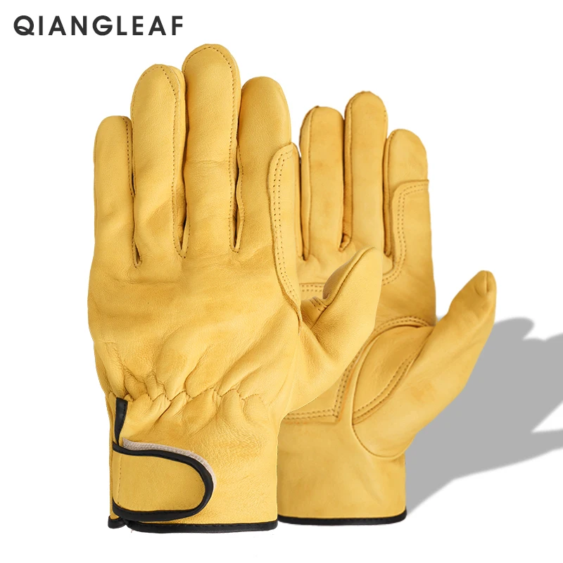 QIANGLEAF-guantes de trabajo mecánicos de seguridad para hombre, de piel de oveja, Industrial, 527MY, Envío Gratis