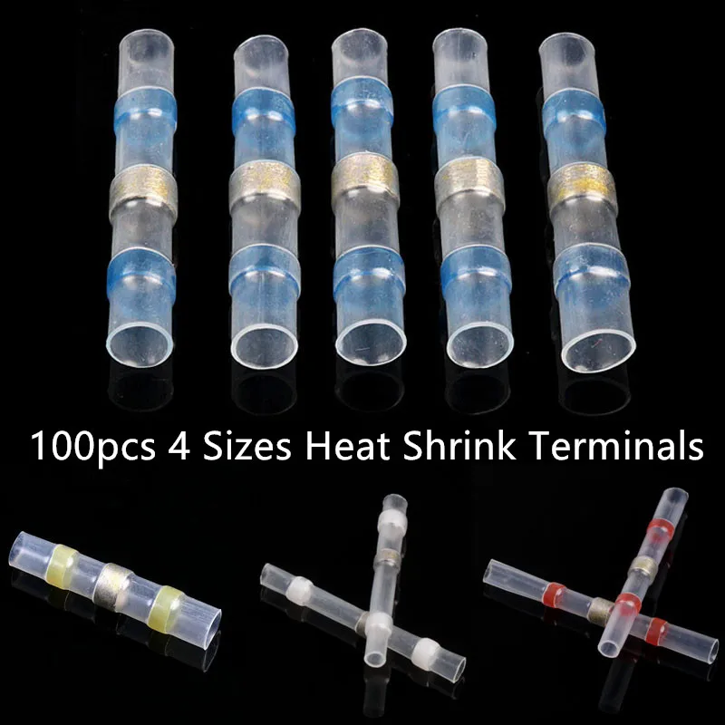 250/75/50/100Pcs Electrical Wire Connectors Insulated Solder Sleeve Tube Heat Shrink Sorder Terminal Waterproof Butt Connectors
