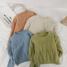 Осенне-зимний хлопковый пуловер с круглым воротником детская одежда кофта классическая блузка для маленьких мальчиков и девочек Детский свитер для детей