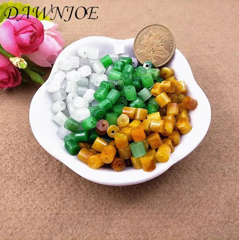 

5*5*1/8*8*4mm 20pcs Natural Jade Cylinder Spacer Beads DIY Making necklace jewelry supplies Bracelet Bead Chain Finding
