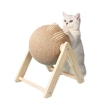 Sisal 로프 고양이 긁개 공 장난감, 상호 작용 긁기 포스트, 새끼 고양이 장난감, 가구 긁개, 연삭 긁개 보드 패드