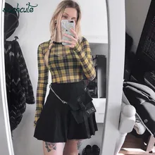 SUCHCUTE Женская юбка с металлической цепочкой готическая Черная летняя плиссированная юбка вечерние в стиле панк уличная одежда длиной до бедер Готическая женская одежда