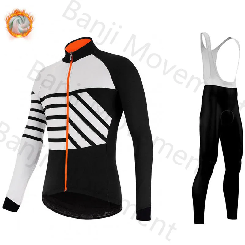 cycling jersey set 5 Santini Зимняя Теплая Флисовая велосипедная футболка с длинным рукавом Ropa Ciclismo Hombre велосипедная Одежда для велосипеда Майо Ciclismo Топы - Цвет: cycling jersey set 5